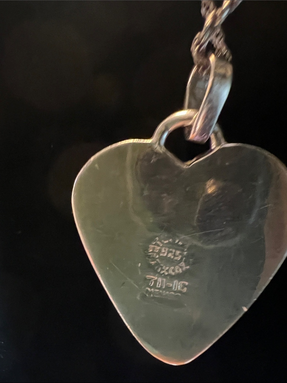 Taxco Silver Heart Pendant Necklace with Green Stone 925 Sterling Vintage - Picture 3 of 3